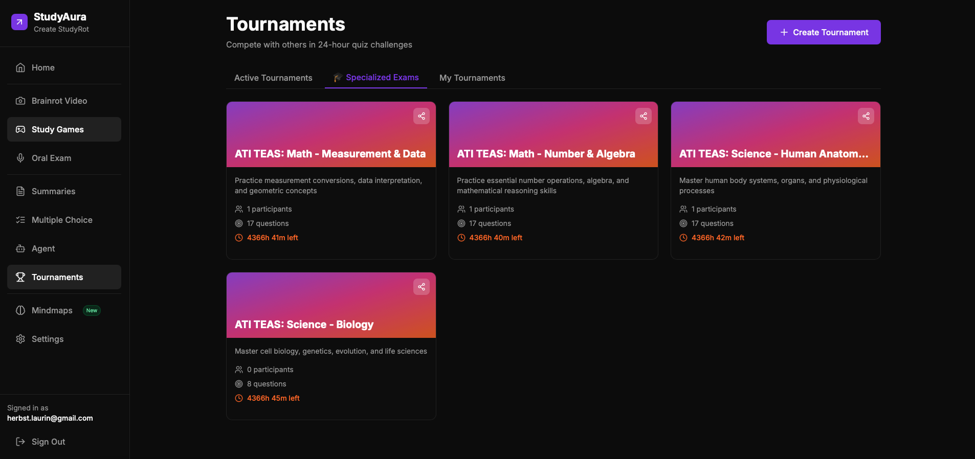 ATI TEAS Practice Test Tournament Interface